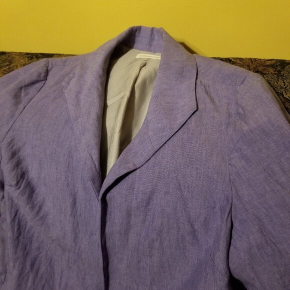Linen jacket, M, open front, back pleat/vent, vintage, Coldwater Creek, office+ - Picture 2 of 5
